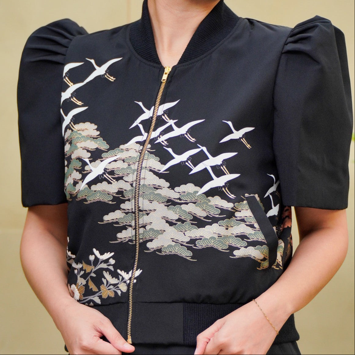 Premium On-hand item: Black Filipiniana Bomber Jacket | Medium | FBJ8645M -O