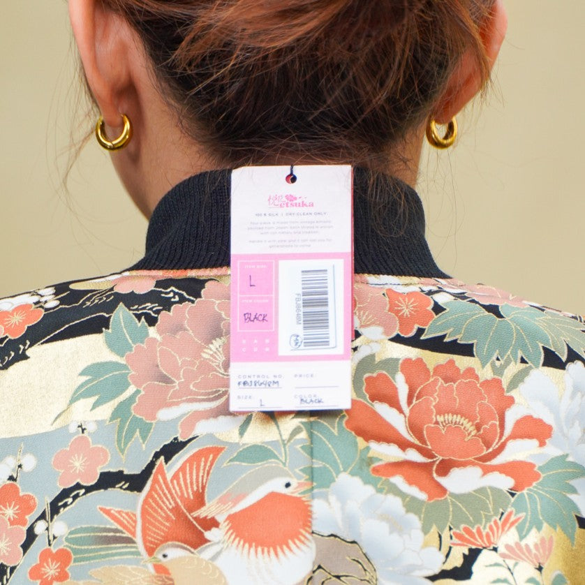 Premium On-hand item: Black Filipiniana Bomber Jacket | Large | FBJ8648M -O