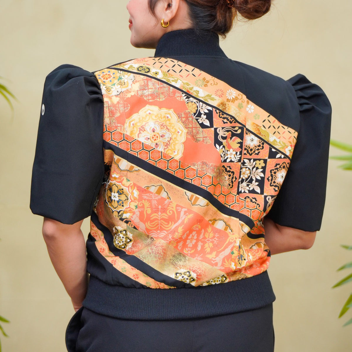 Premium On-hand item: Black Filipiniana Bomber Jacket | 2XL | FBJ8661M -O