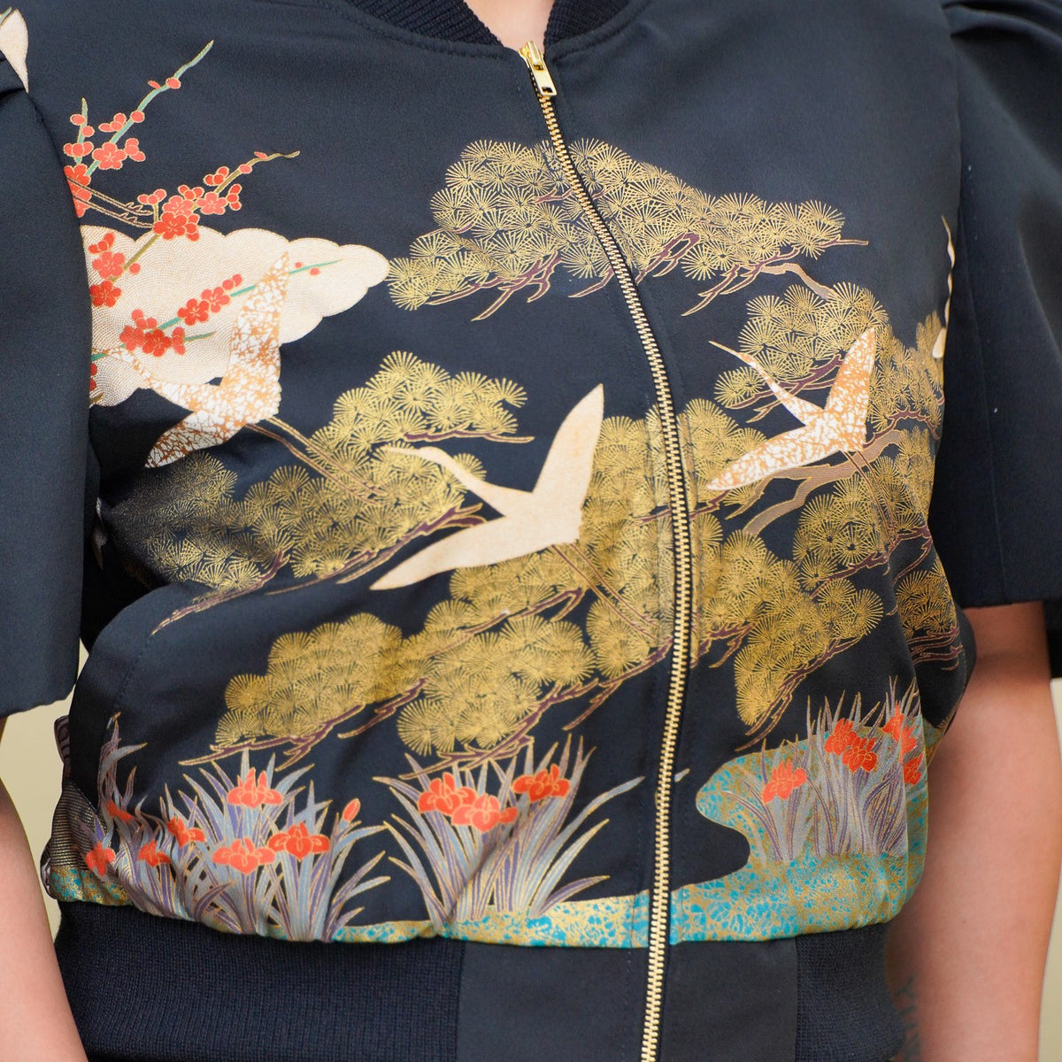 Premium On-hand item: Black Filipiniana Bomber Jacket | 2XL | FBJ8649M -O
