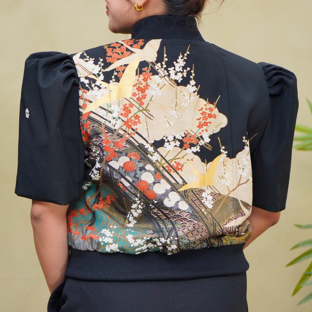 Premium On-hand item: Black Filipiniana Bomber Jacket | 2XL | FBJ8649M -O