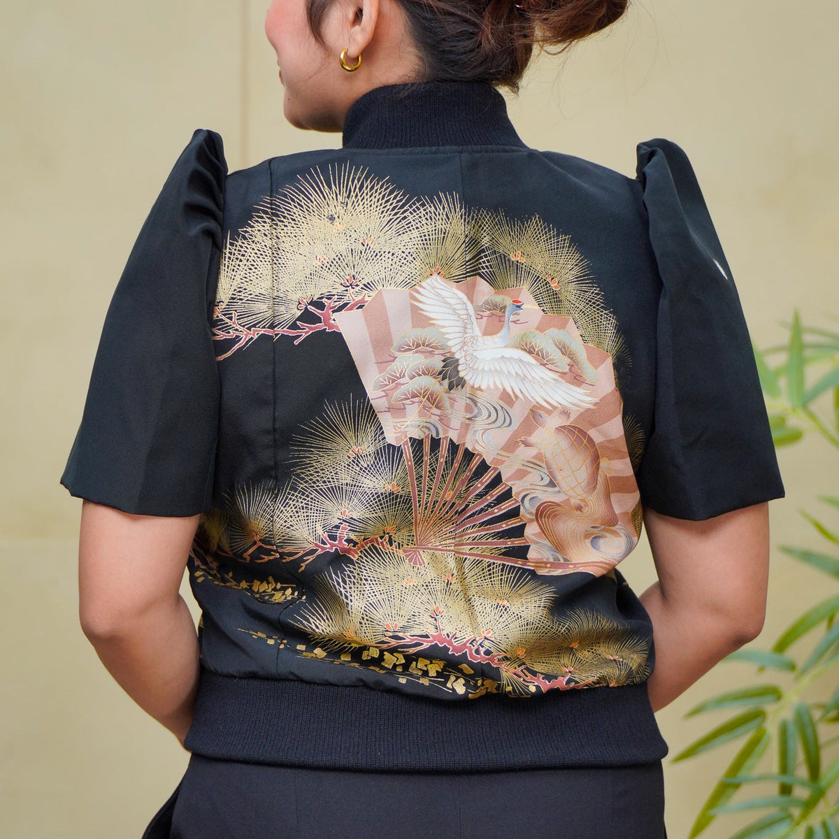 Premium On-hand item: Black Filipiniana Bomber Jacket | Medium | FBJ8662M -O