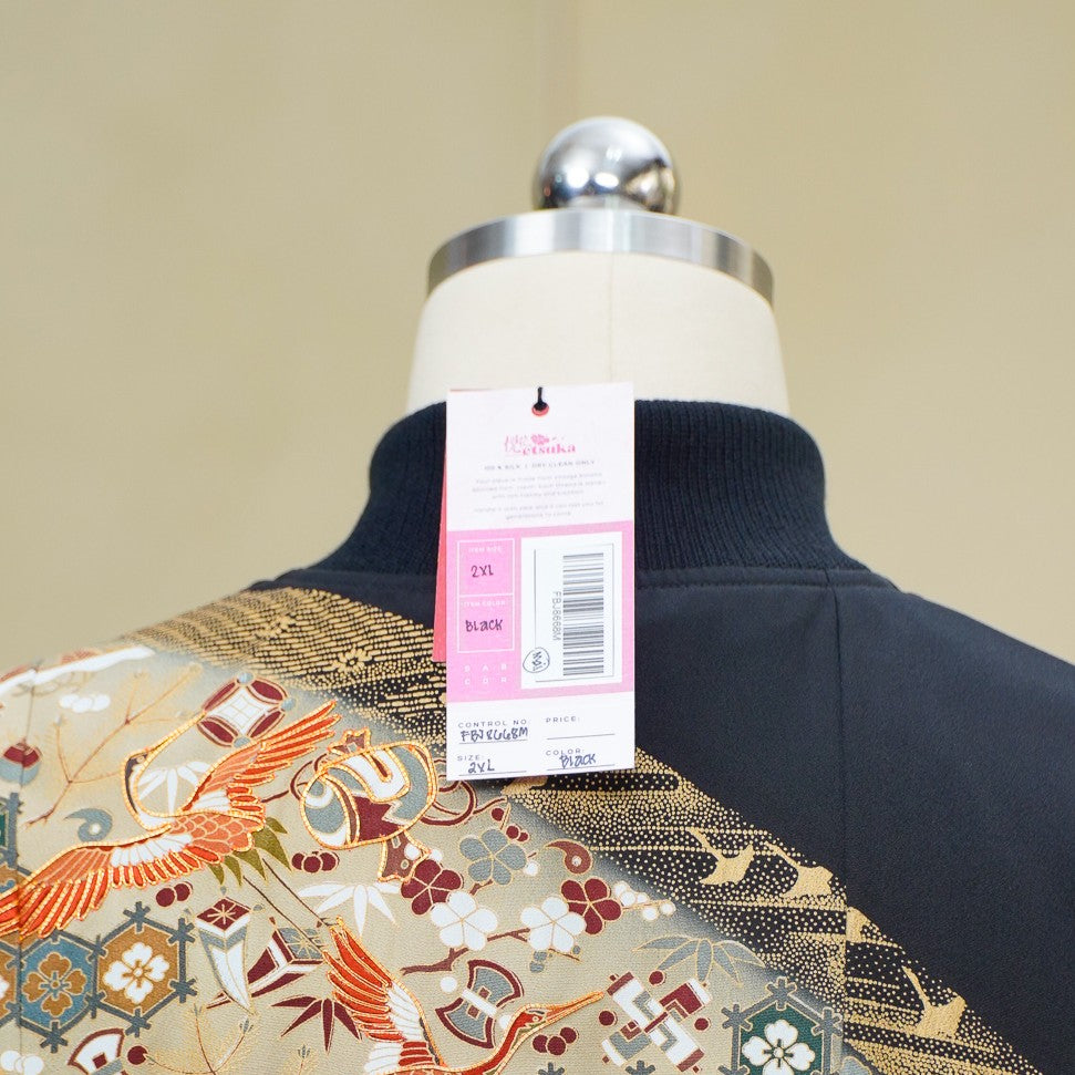 Premium On-hand item: Black Filipiniana Bomber Jacket | 2XL | FBJ8668M -O