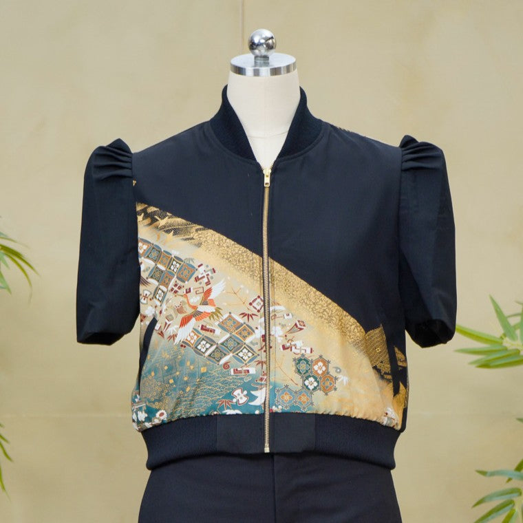 Premium On-hand item: Black Filipiniana Bomber Jacket | 2XL | FBJ8668M -O