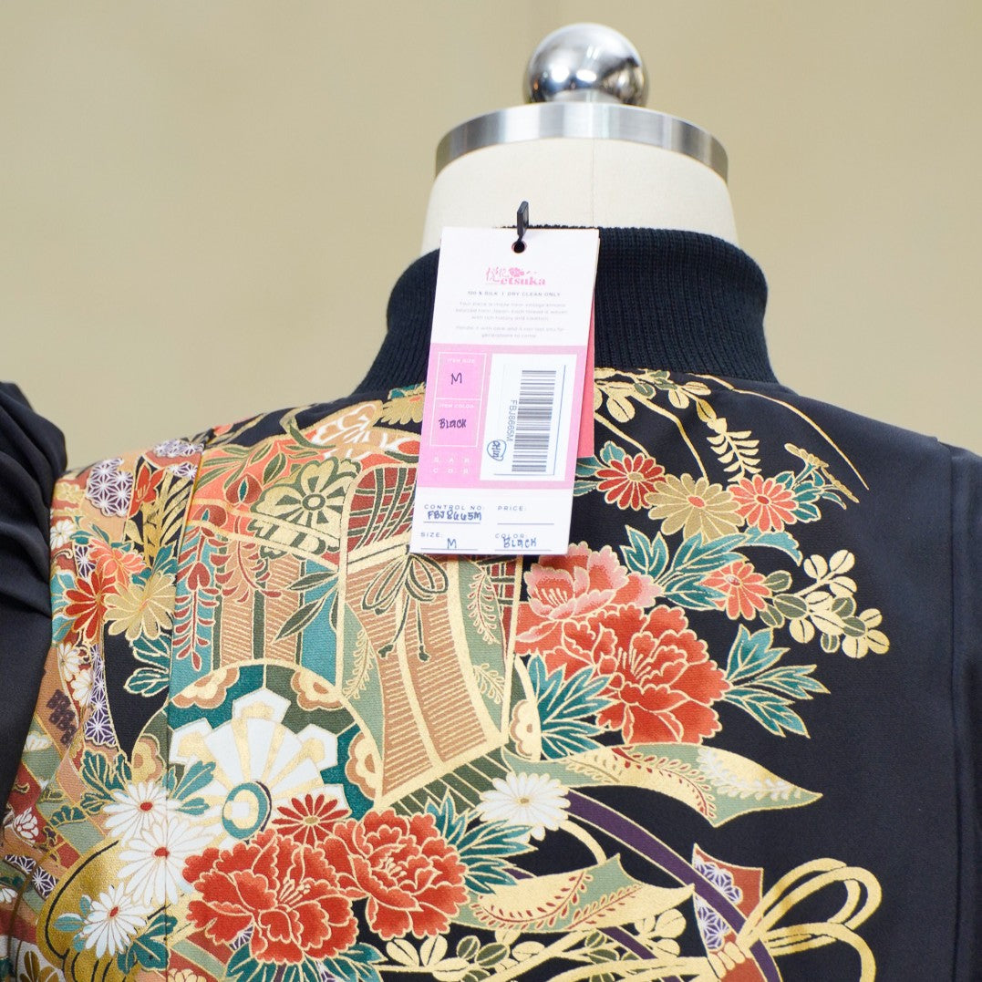 Premium On-hand item: Black Filipiniana Bomber Jacket | Medium | FBJ8665M -O