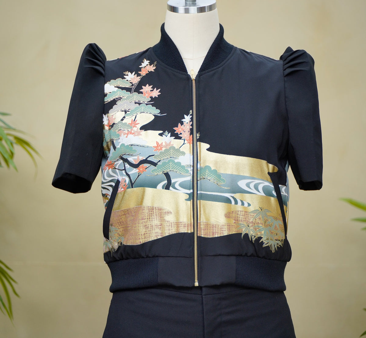 Premium On-hand item: Black Filipiniana Bomber Jacket | Large | FBJ8648M -O