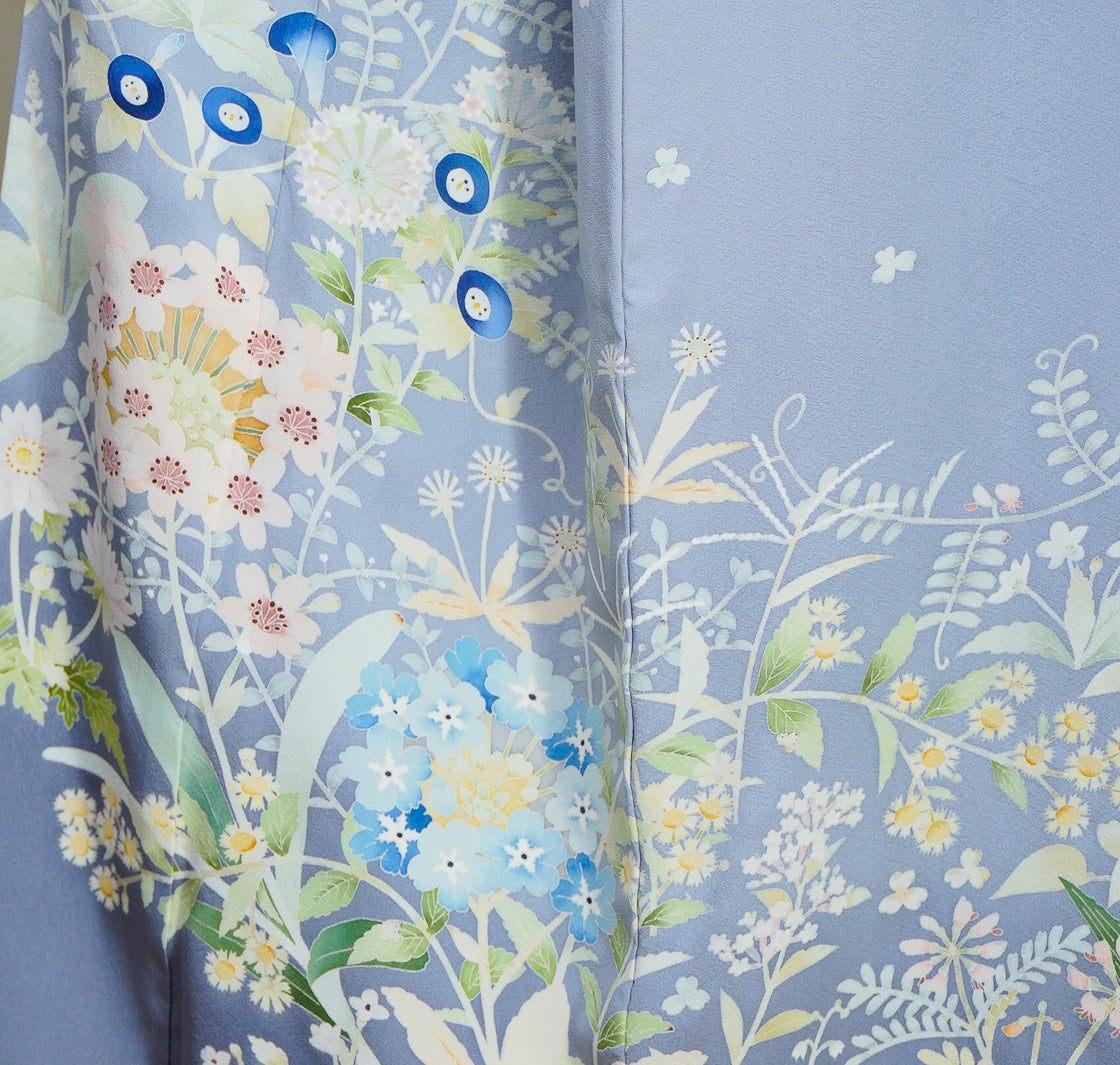 Premium Sho Fabric: 0908_23 | Refreshing Blue Garden