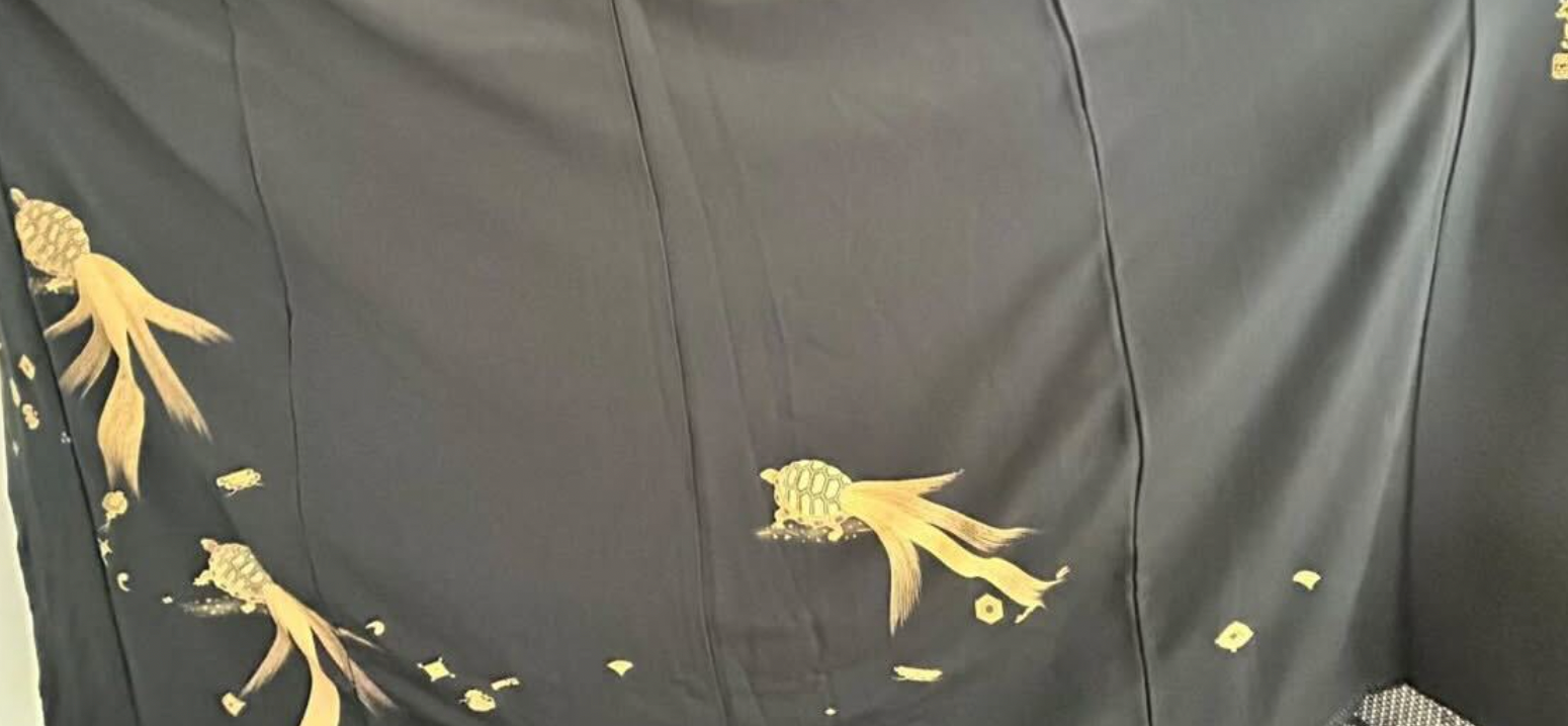 Ja29 Private Sale Fabric: Black Fabric Turtle Design