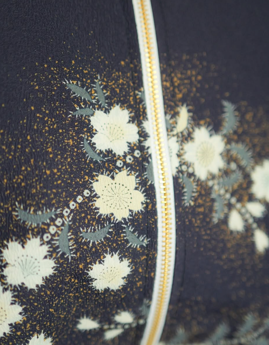 Ap14 On-hand: Navy blue bomber jacket with dancing sakura | Free shipping | LA