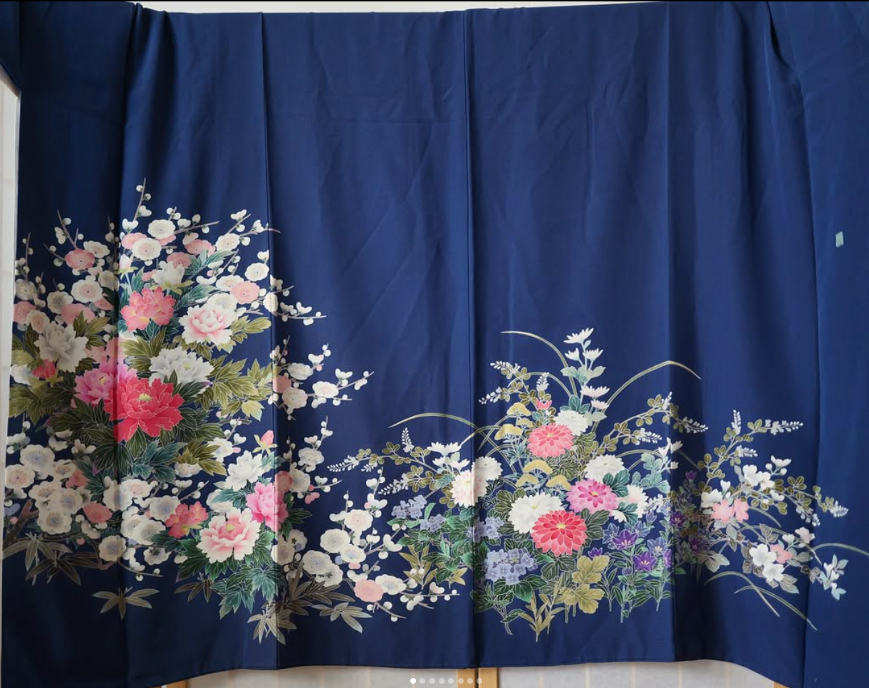 May5 Auction Fabric: Navy fabric with flowers