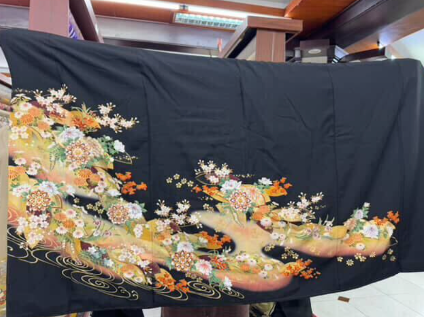 June HoiAn Fabric: Jul1 Black orange floral | Circle skirt