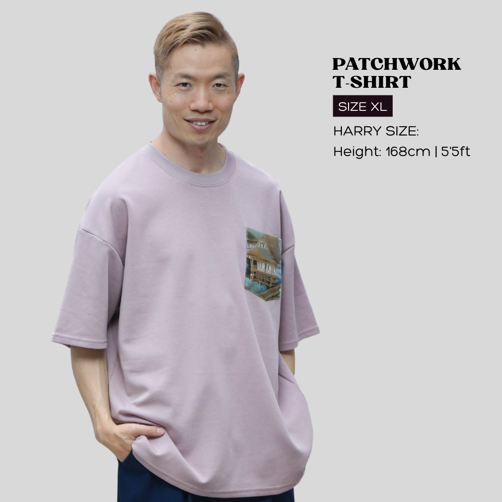 Premium On-hand: Pink Men’s patchwork shirt | M | TS7271A