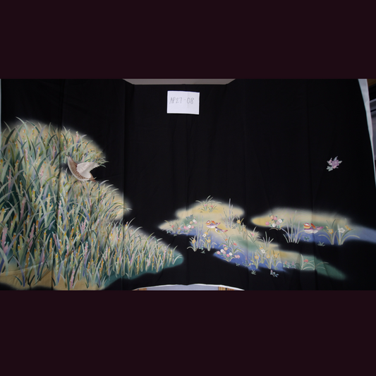 NALB (No Art Left Behind) Fabric: AP27-08 | Black Birds in the Grasslands