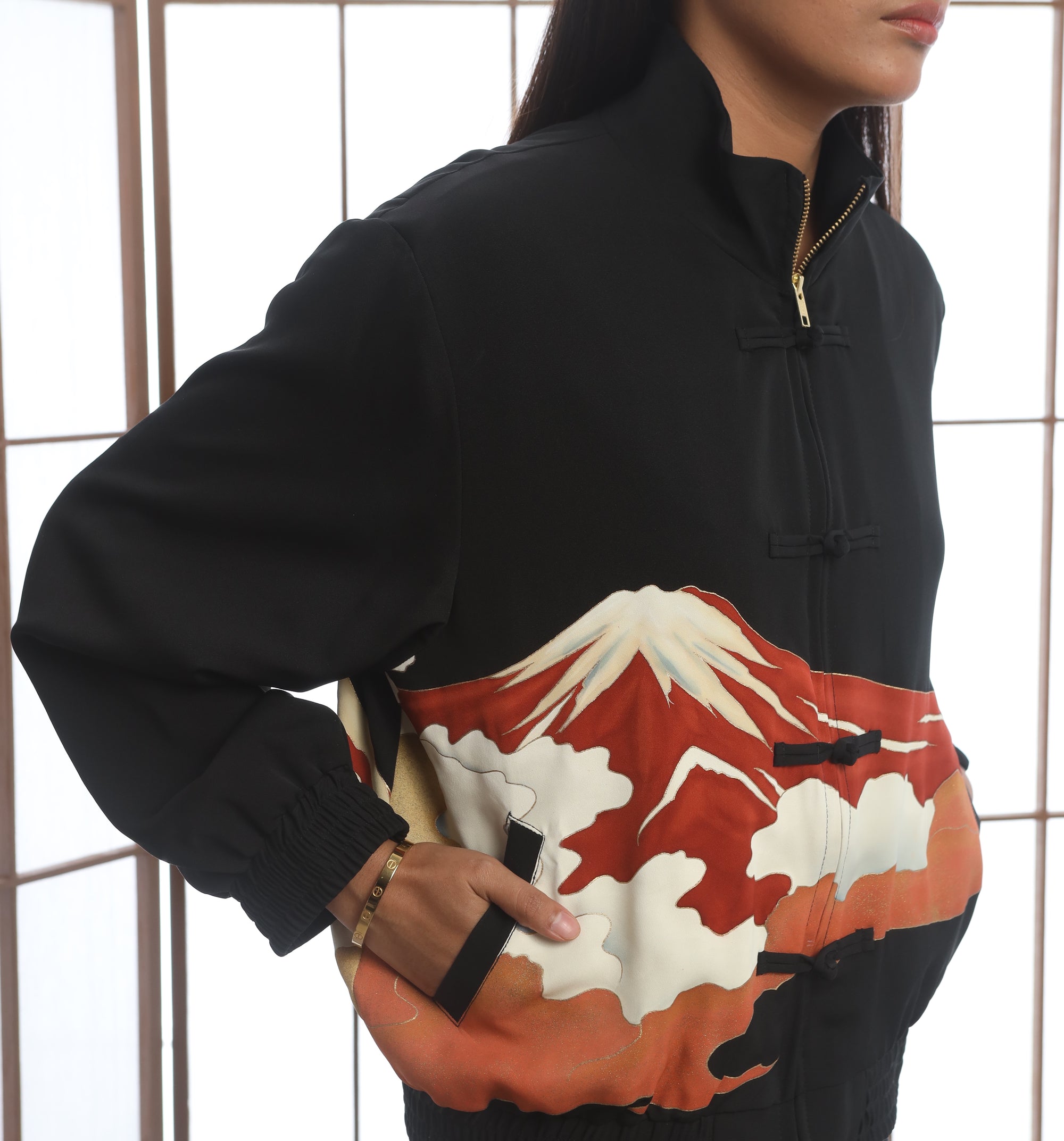 Premium On-hand: Black Chinese Knot Jacket | CKJ7393 | 2XLB (Women)