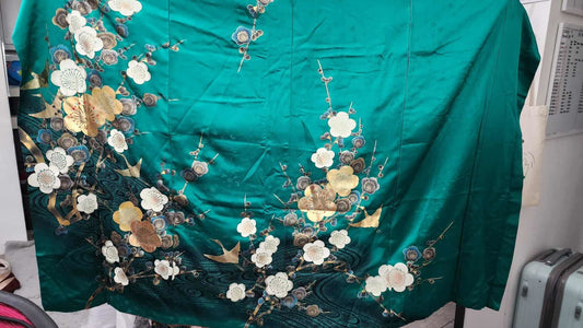 Aug Hoian:  Aug16-01 Green | Square neck top with wide leg pants