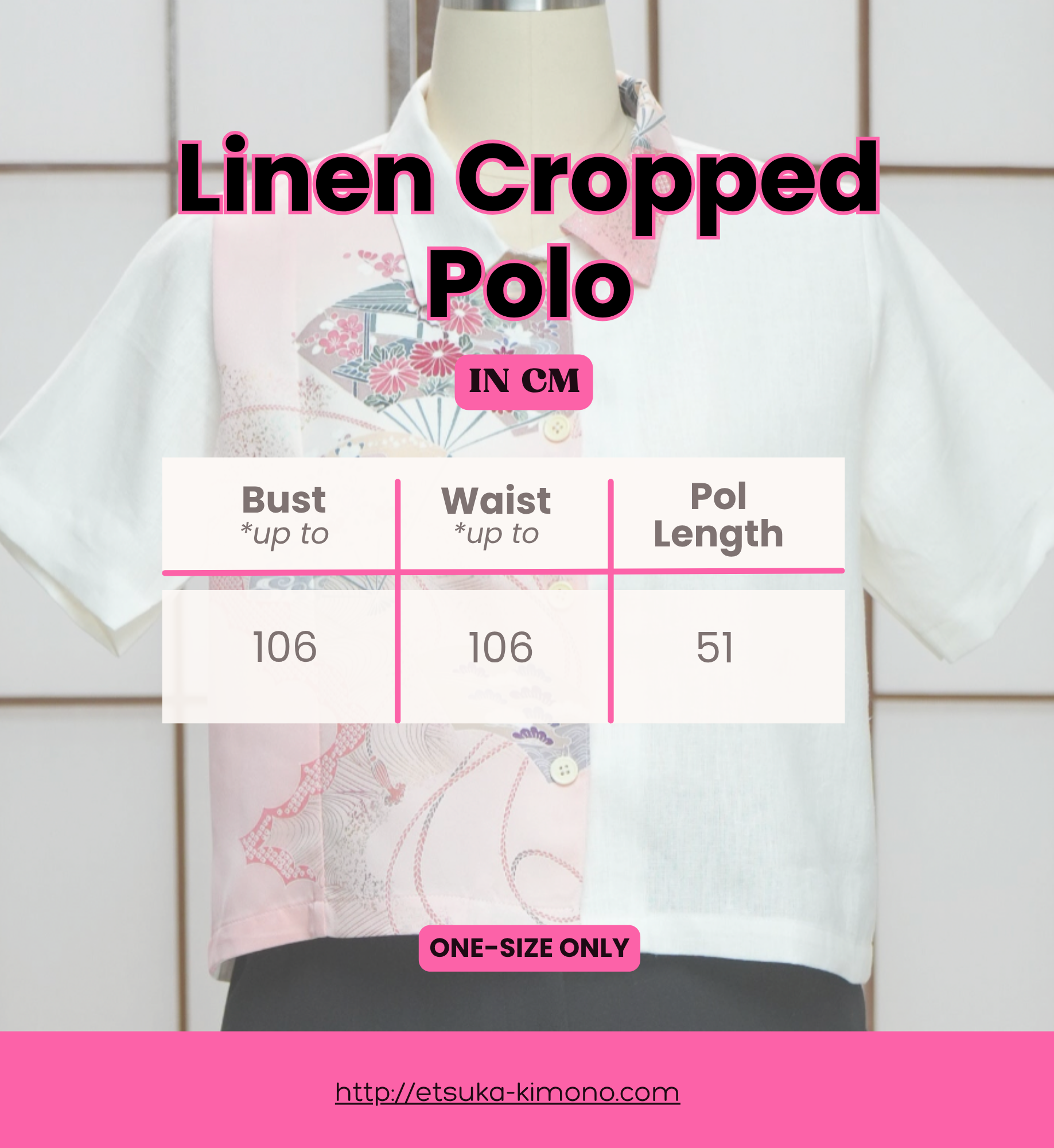 On-hand: Linen Cropped Polo | LCP7537A | Pink (L)
