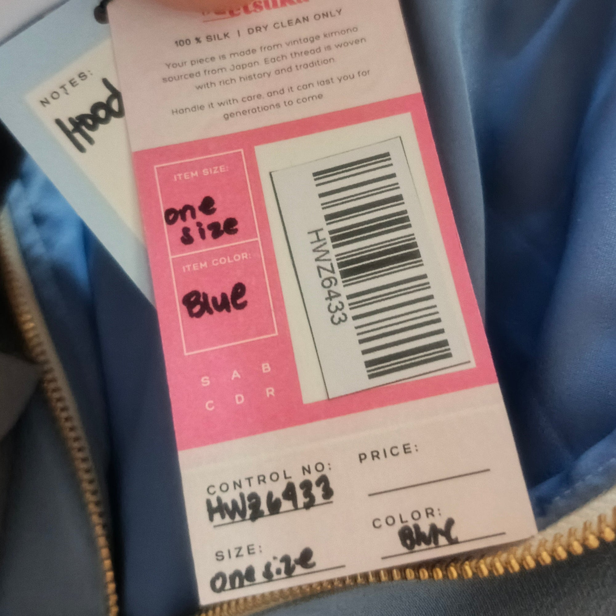 On-hand: Blue Hoodie With Zipper | HWZ6433 (unique blue)