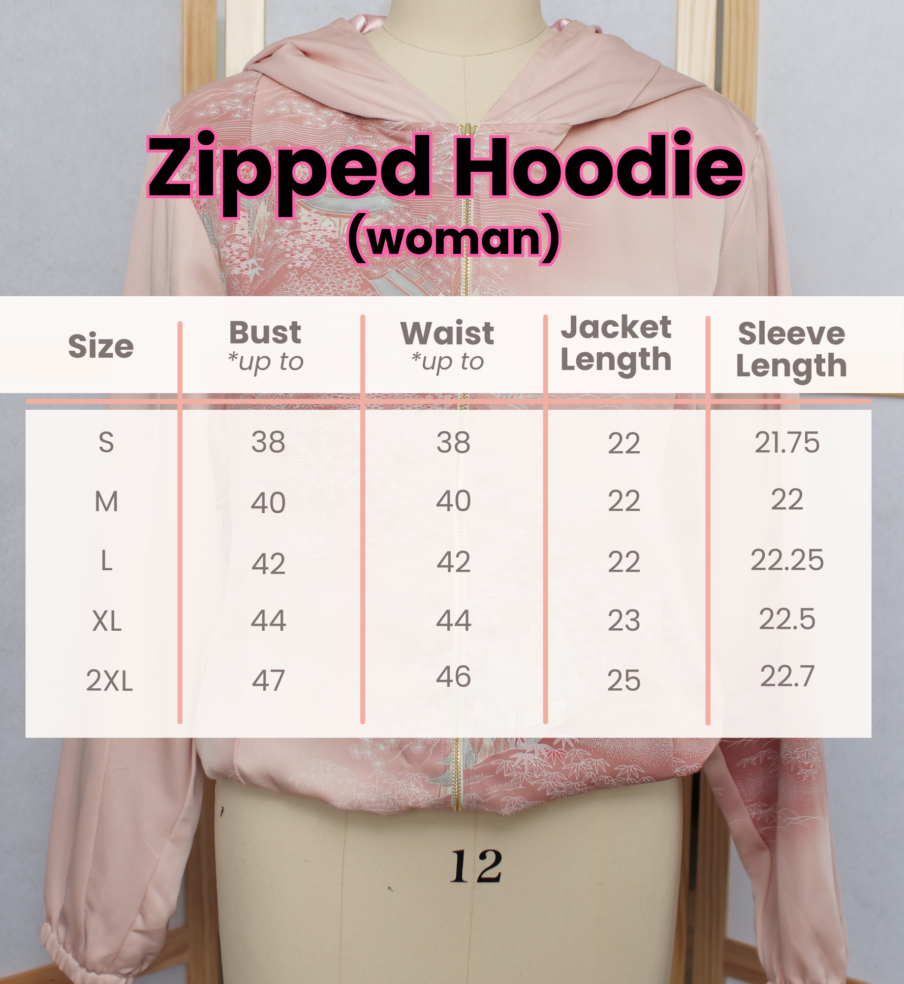 De12De18 On-hand Light Pink Zipped Hoodie: ZH-2 | ZH2319 | | Large